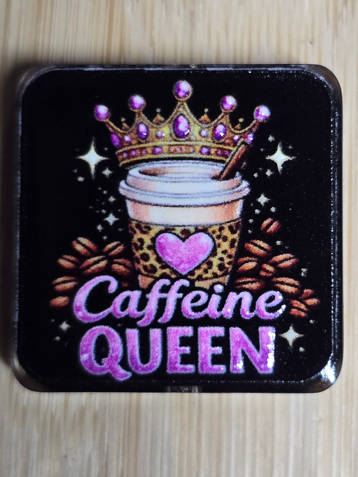 Acrylic focal beads- caffeine queen
