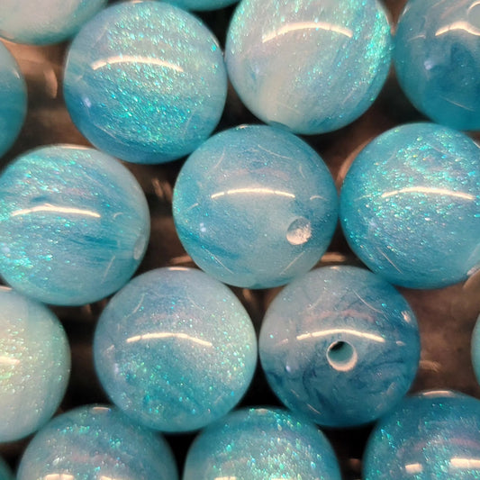 16mm acrylic Blue galaxy beads- 10pcs