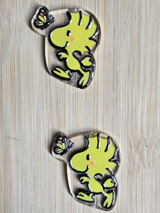 Acrylic focal beads yellow peanuts bird