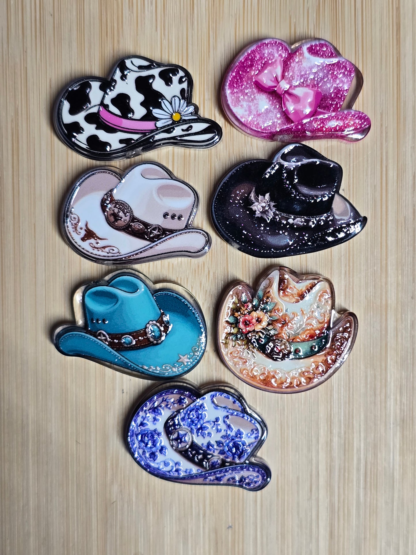 Acrylic focal beads- cowboy hat mix