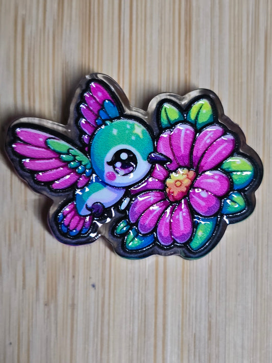 Acrylic focal beads- hummingbird