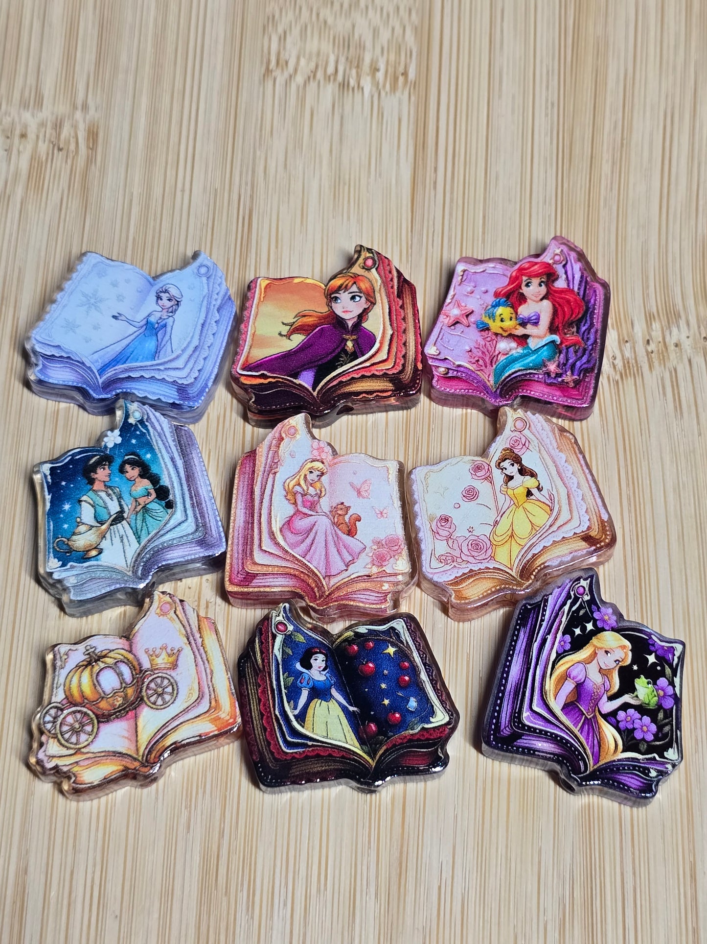 Acrylic focal beads princess themed book style