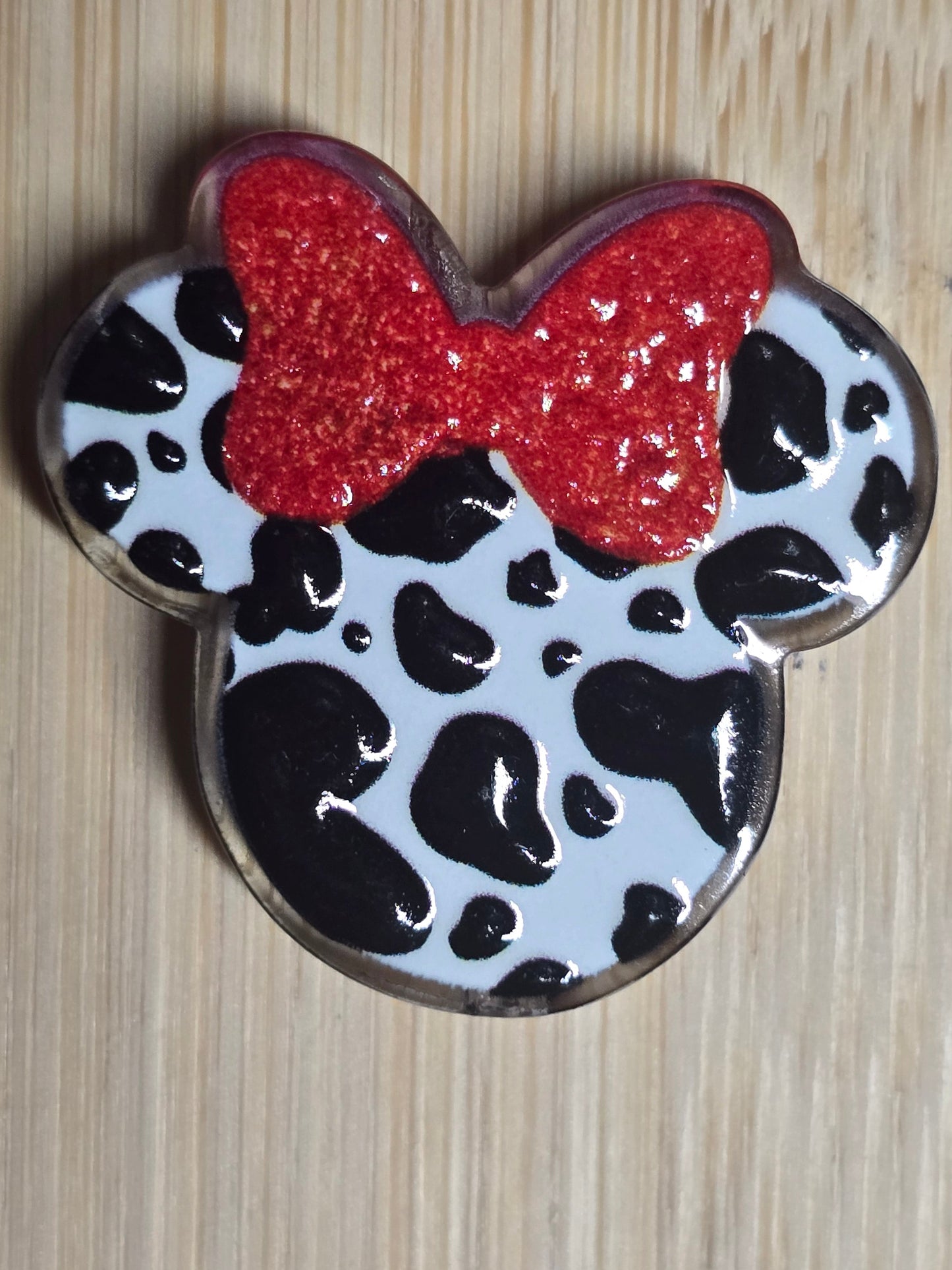 Focal acrylic beads cow print ears
