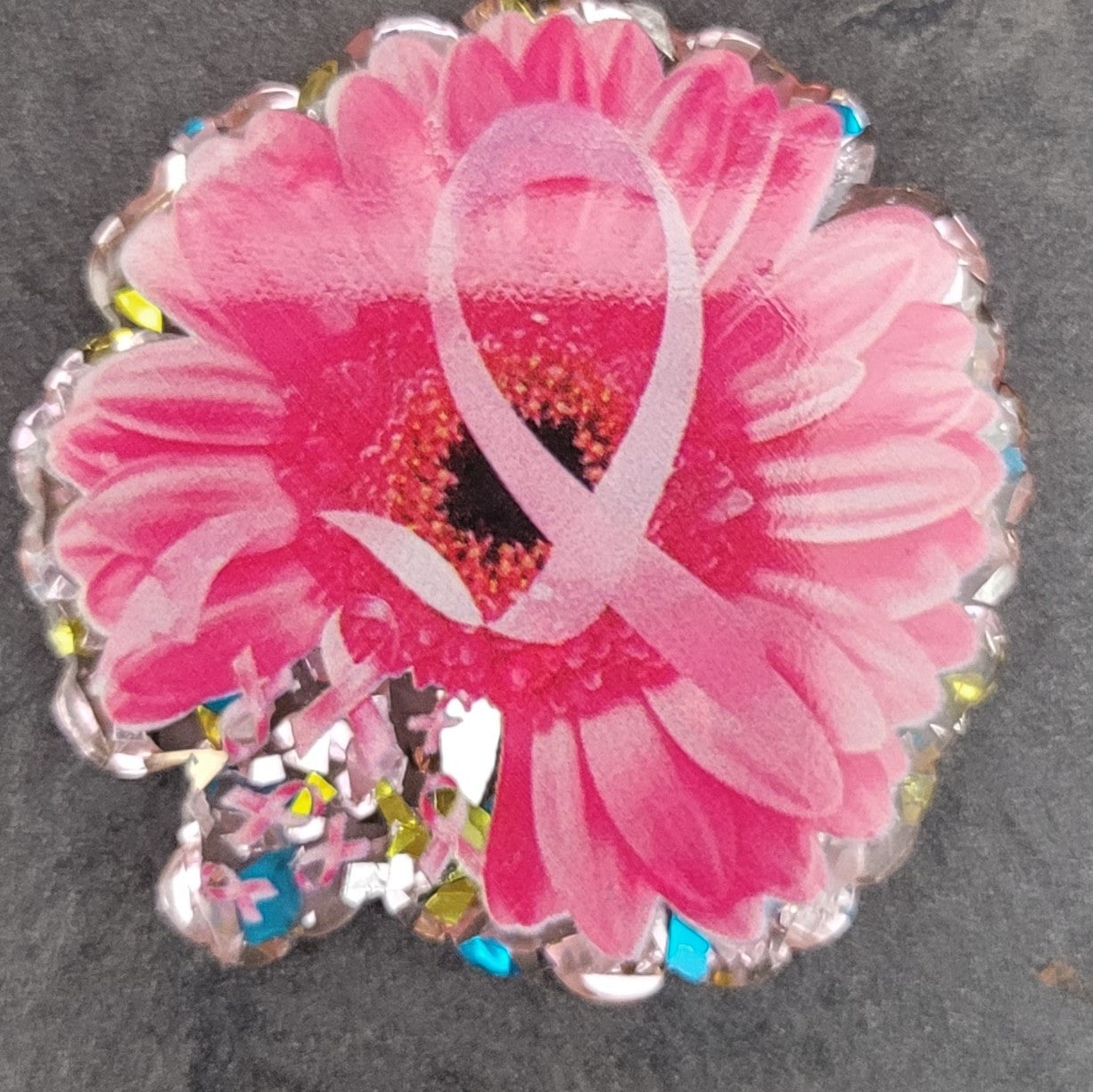 Acrylic flatback diy- pink daisy pink ribbon