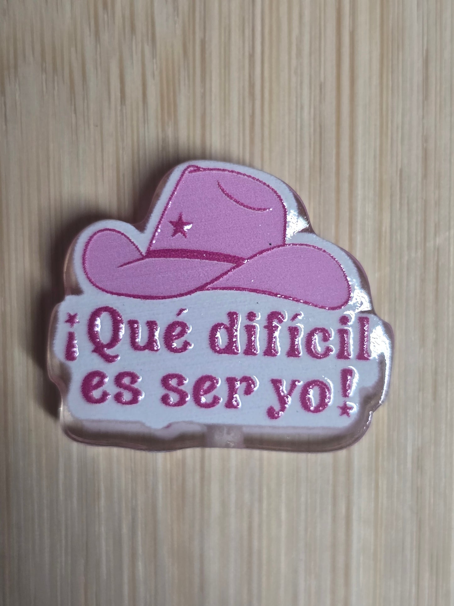 Acrylic focal beads pink cowboy hat- Spanish