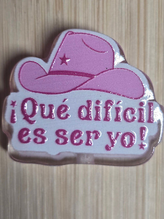 Acrylic focal beads pink cowboy hat- Spanish