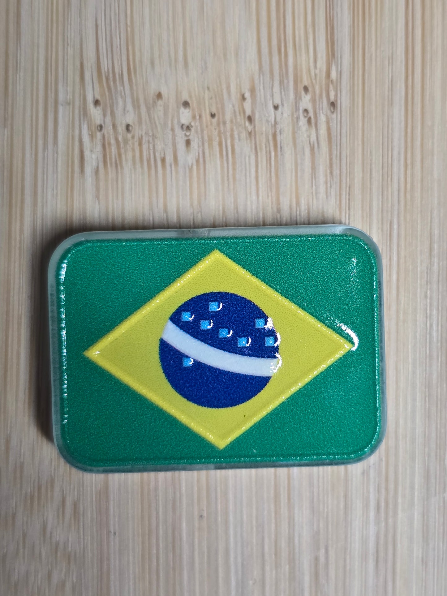 Acrylic focal beads- flag- Brazil