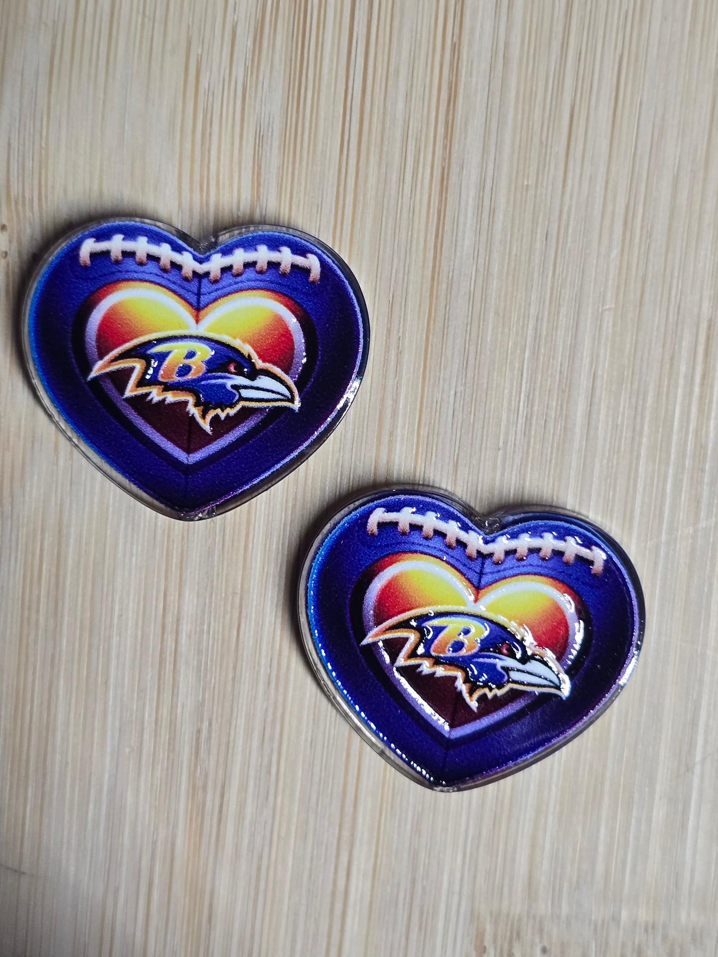 Acrylic focal beads heart shape NFL teams
