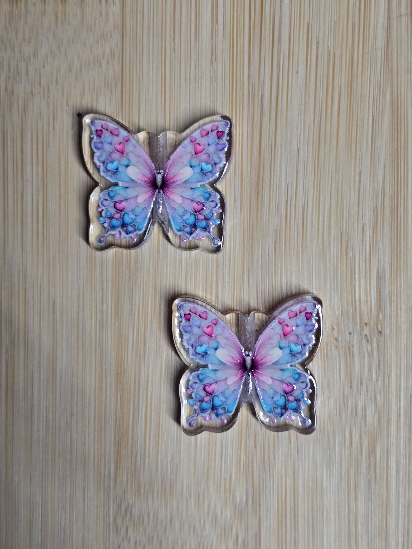 Focal- acrylic focal beads pink and blue butterfly