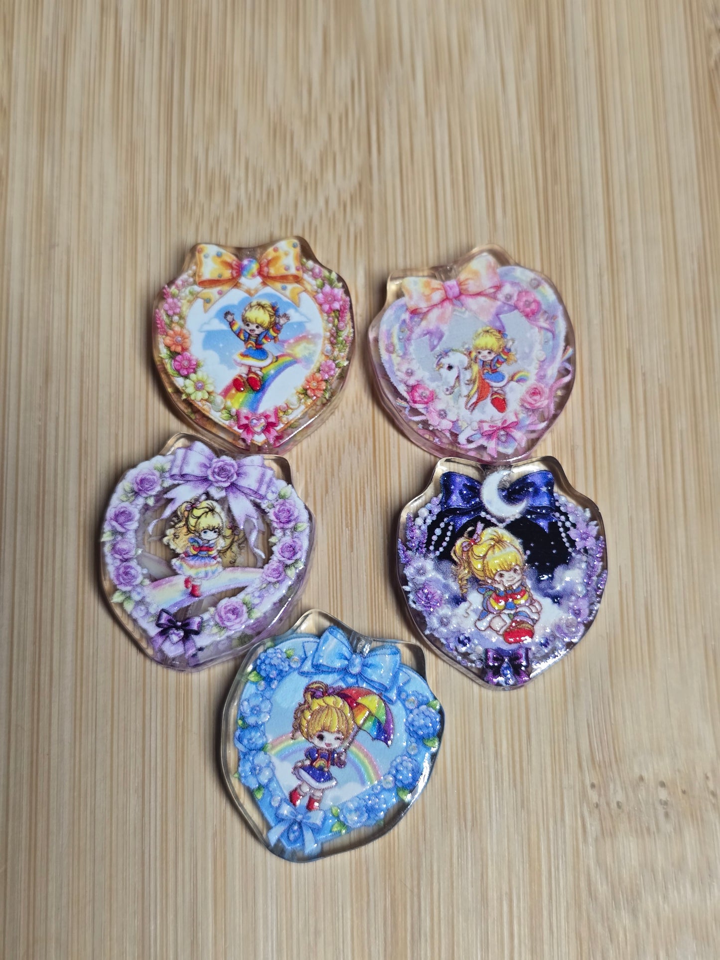 Acrylic focal beads mix- rainbow girl