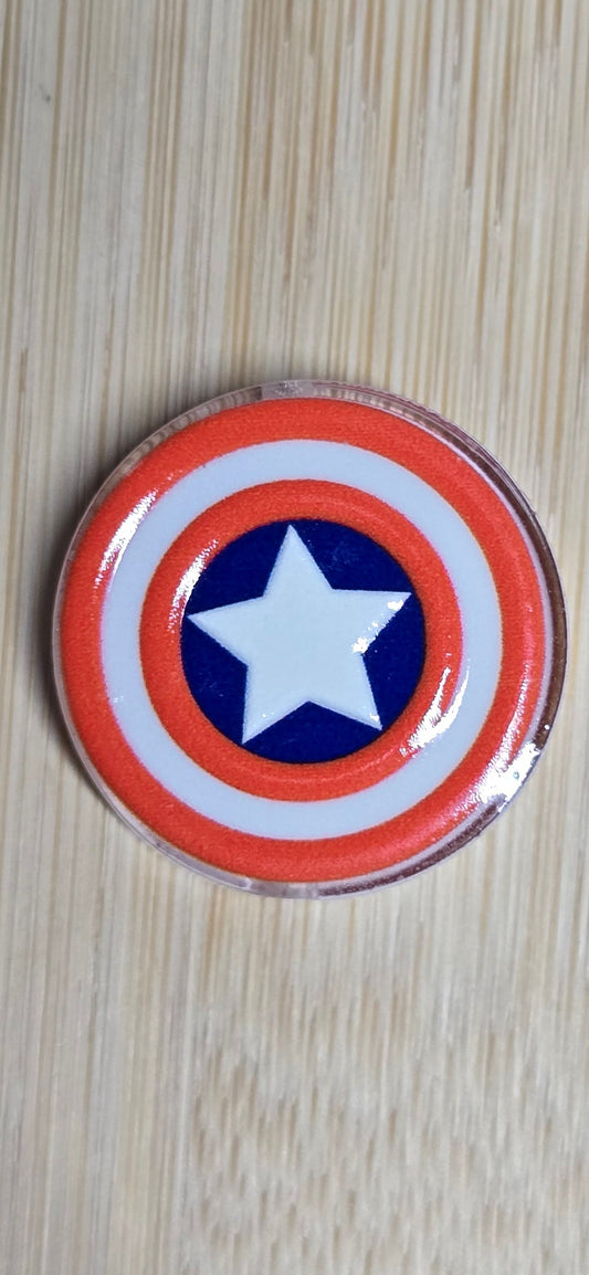 Acrylic focal beads superhero shield