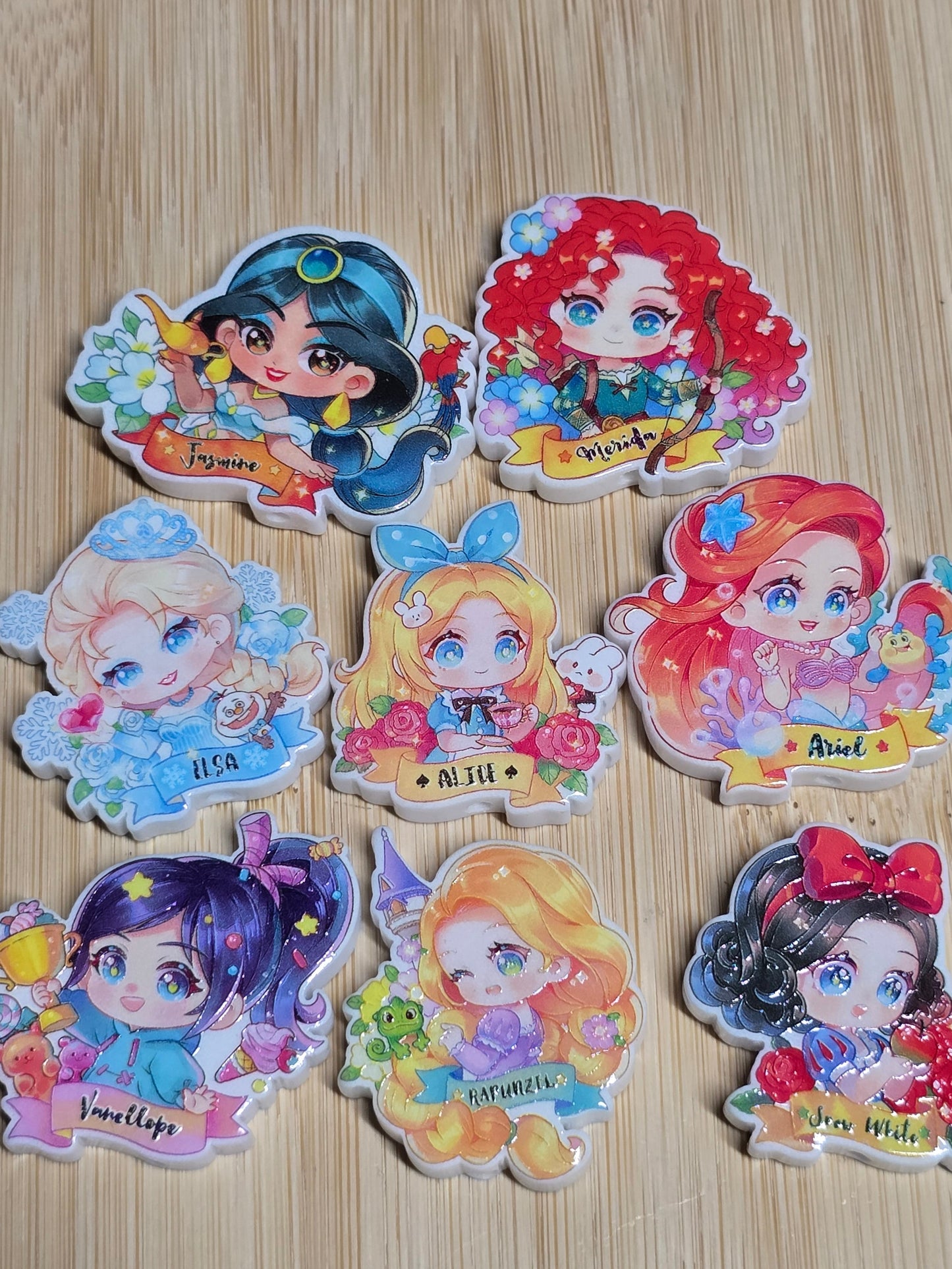 Acrylic focal beads DS bigger size cutesy princess mix 8pcs