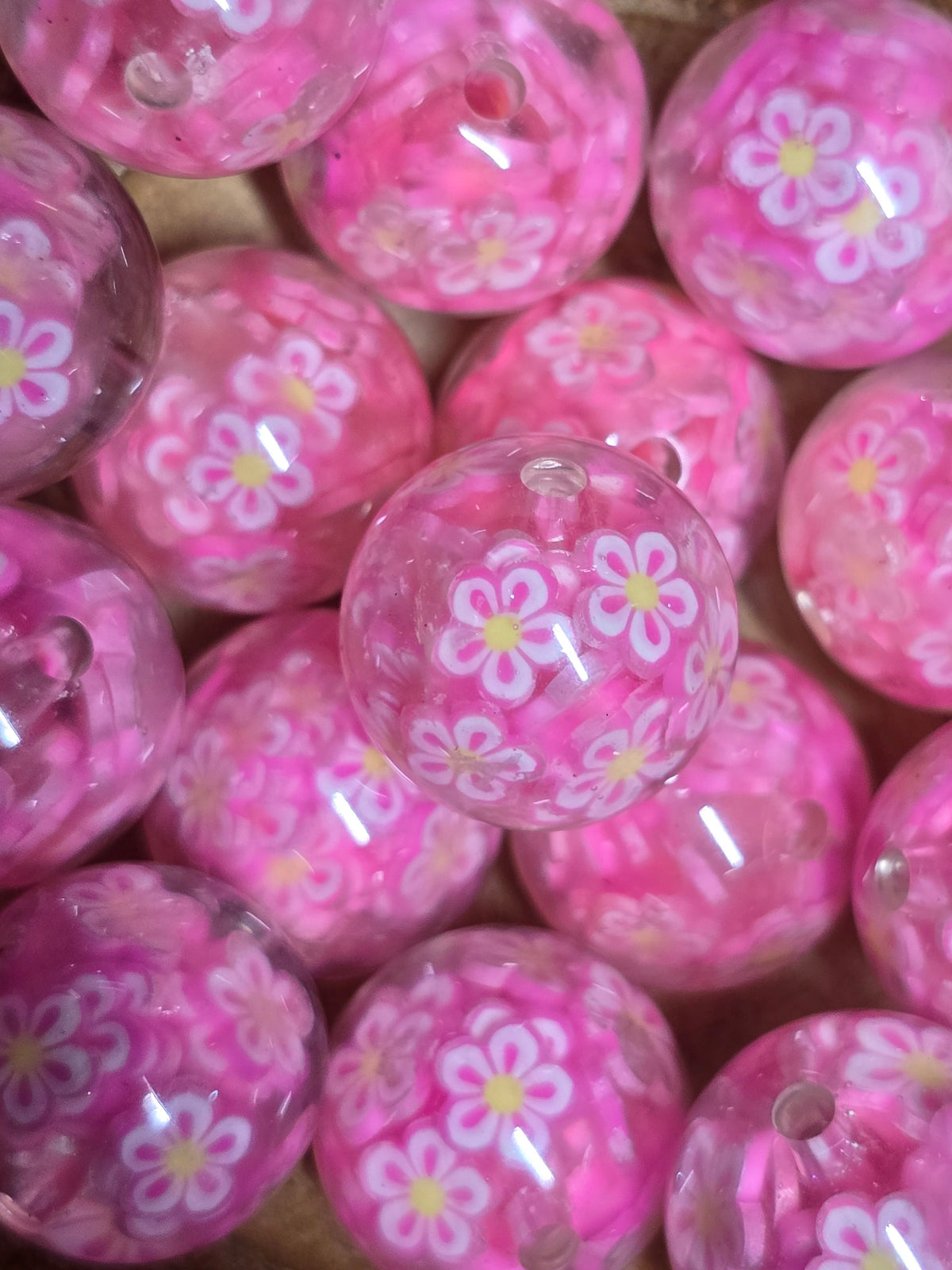Acrylic beads 16mm with clay slices