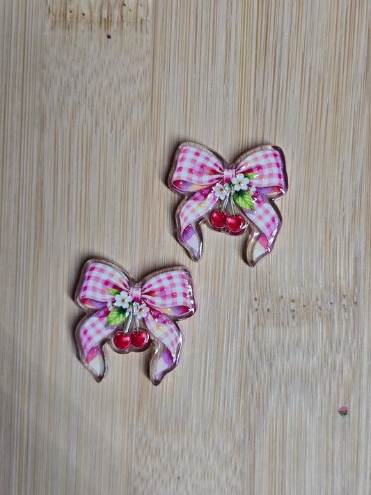 Focal acrylic focal beads pink checkered