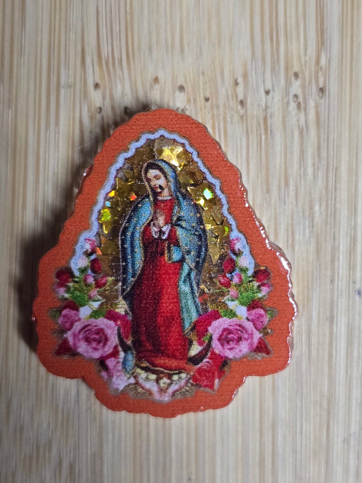 Acrylic focal beads shaker style- virgin mary