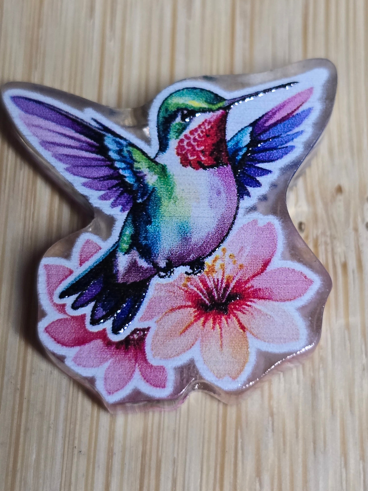 Acrylic focal beads- hummingbird