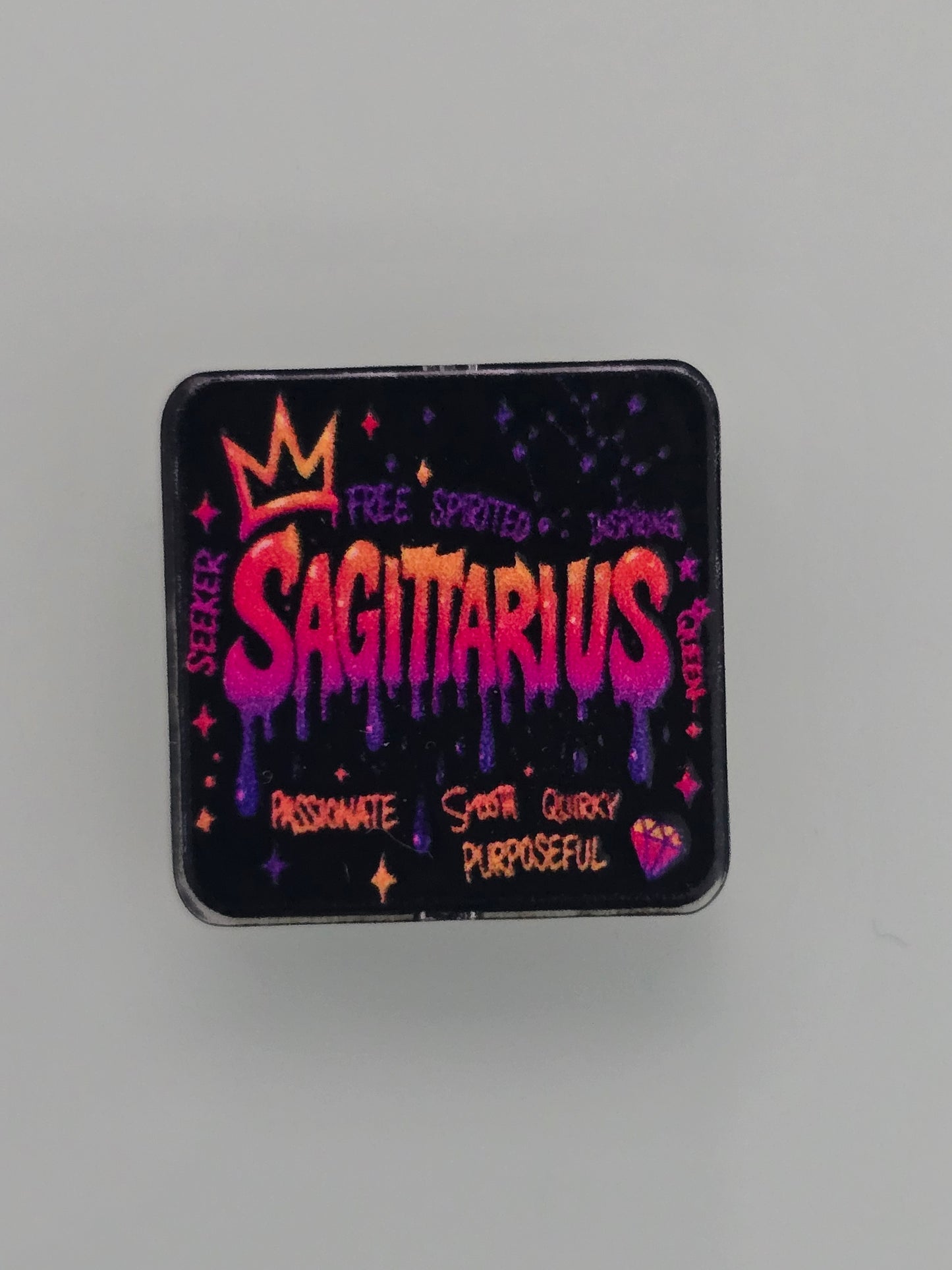 Acrylic focal beads bright colored zodiac signs