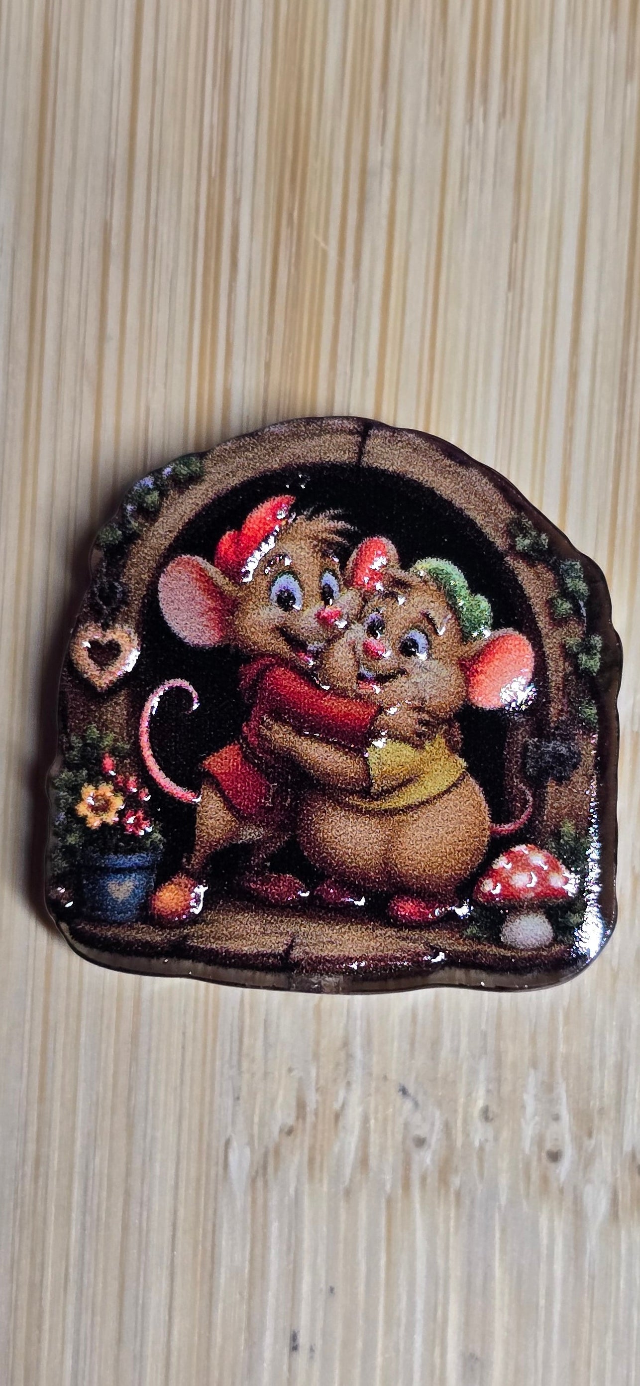 Acrylic focal beads 2 cute mice that are friends with a princess
