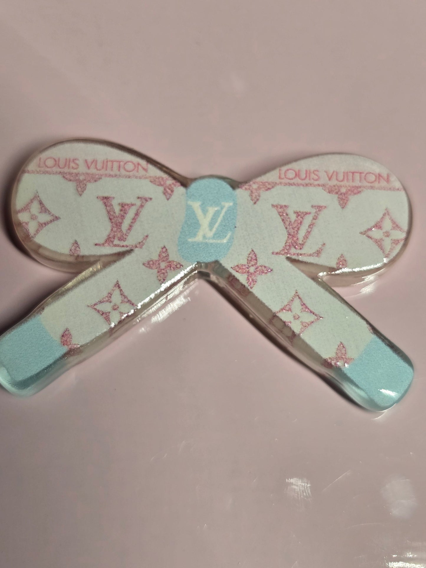 Acrylic focal beads designer inspired bow pink letters
