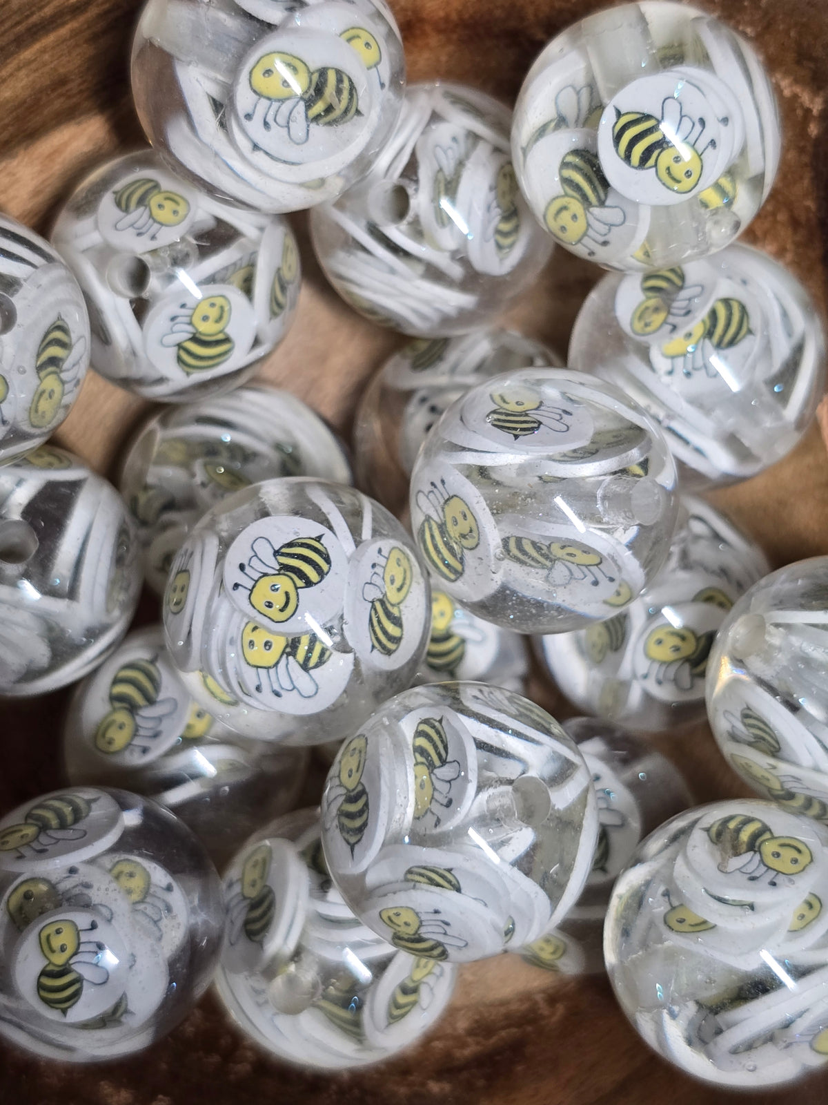 Acrylic beads 16mm with clay slices