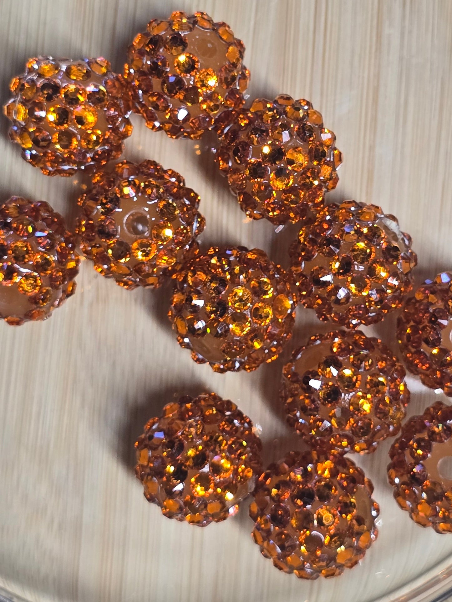 Acrylic orange rhinestone beads 16mm