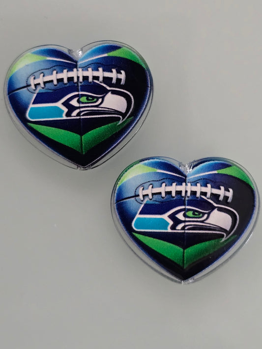 Acrylic focal beads heart shape NFL teams