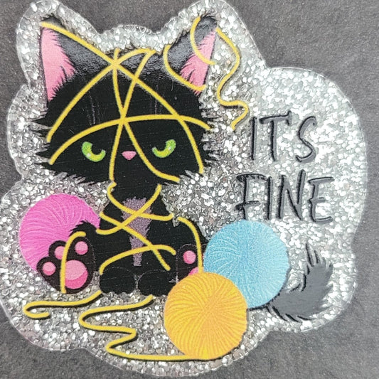 Acrylic flatback diy- blk cat it's fine