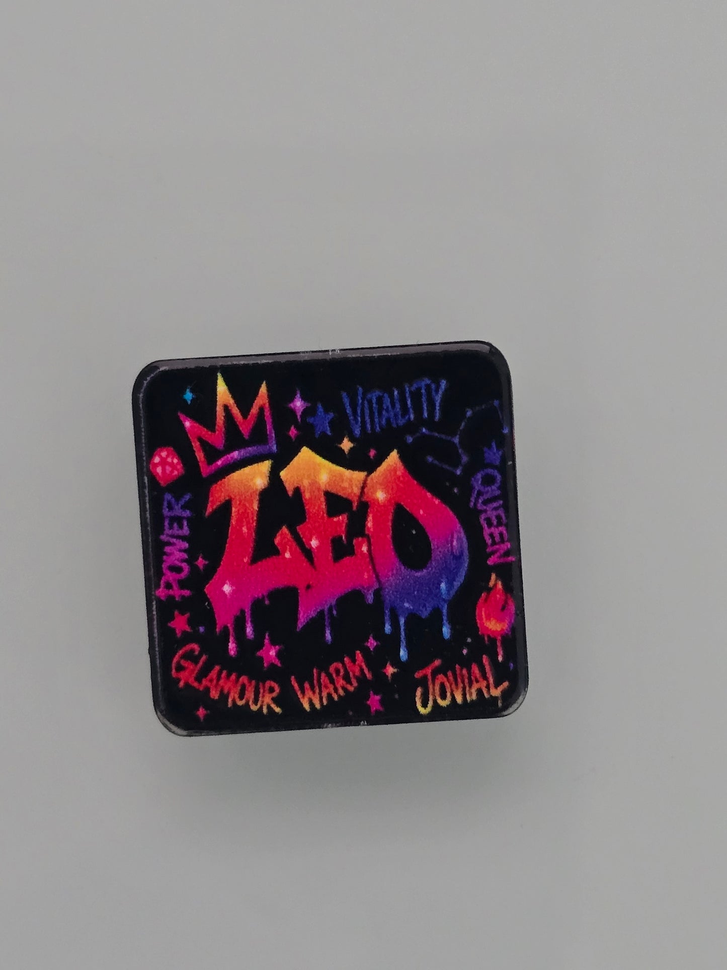 Acrylic focal beads bright colored zodiac signs