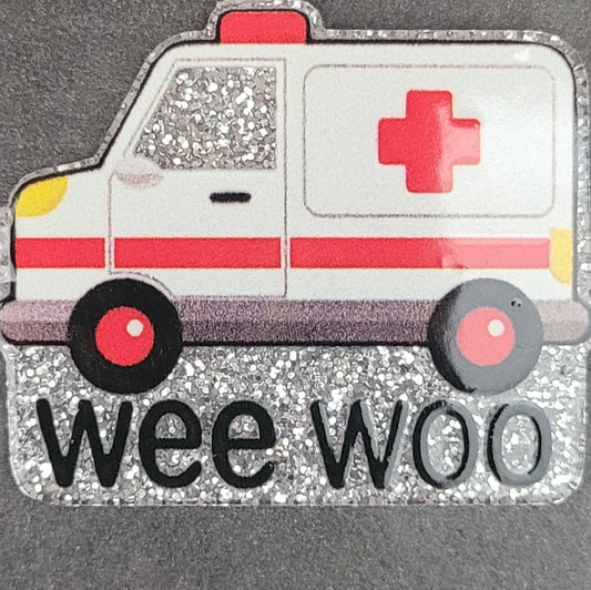 Acrylic flatback diy- ambulance- silver