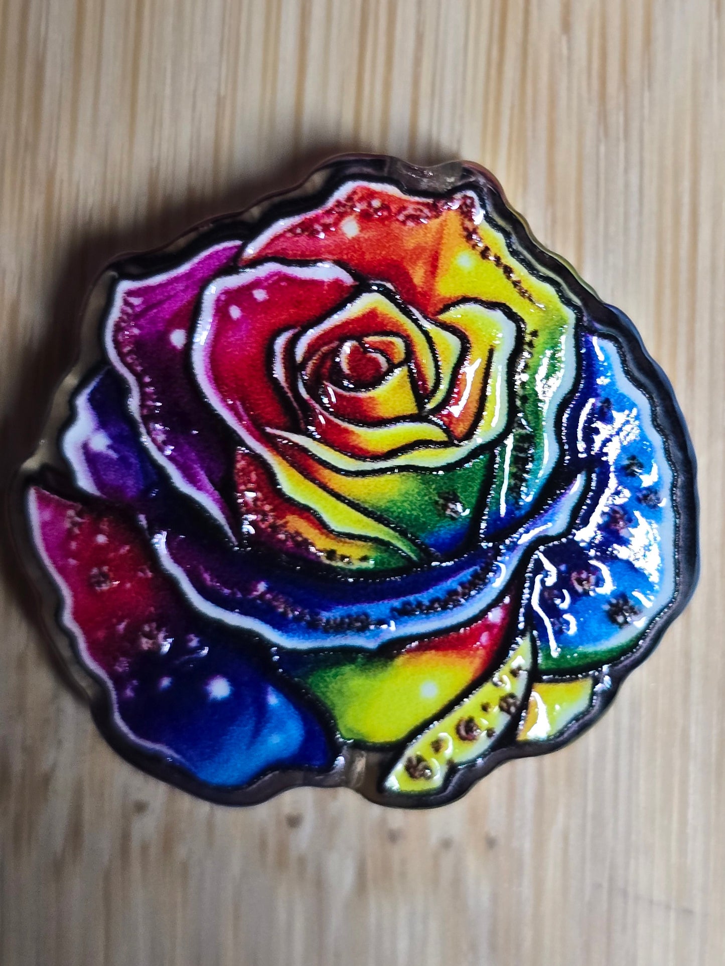 Acrylic focal beads colorful rose