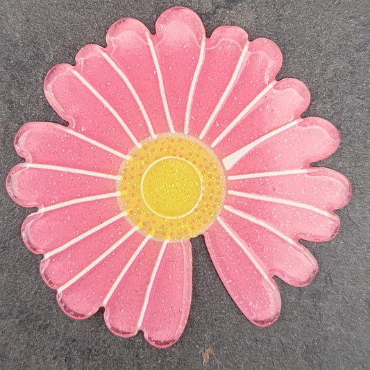 Acrylic flatback diy- pink daisy yellow center