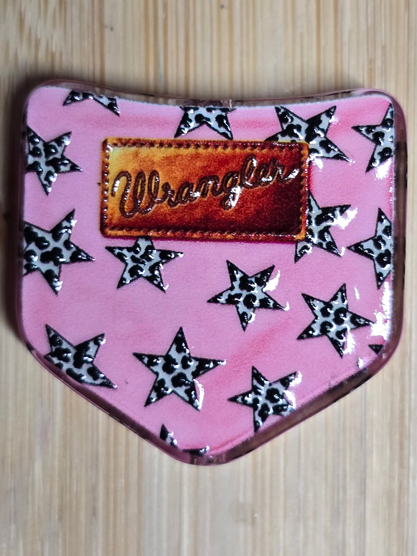 Acrylic focal beads- cowboy pants back pocket