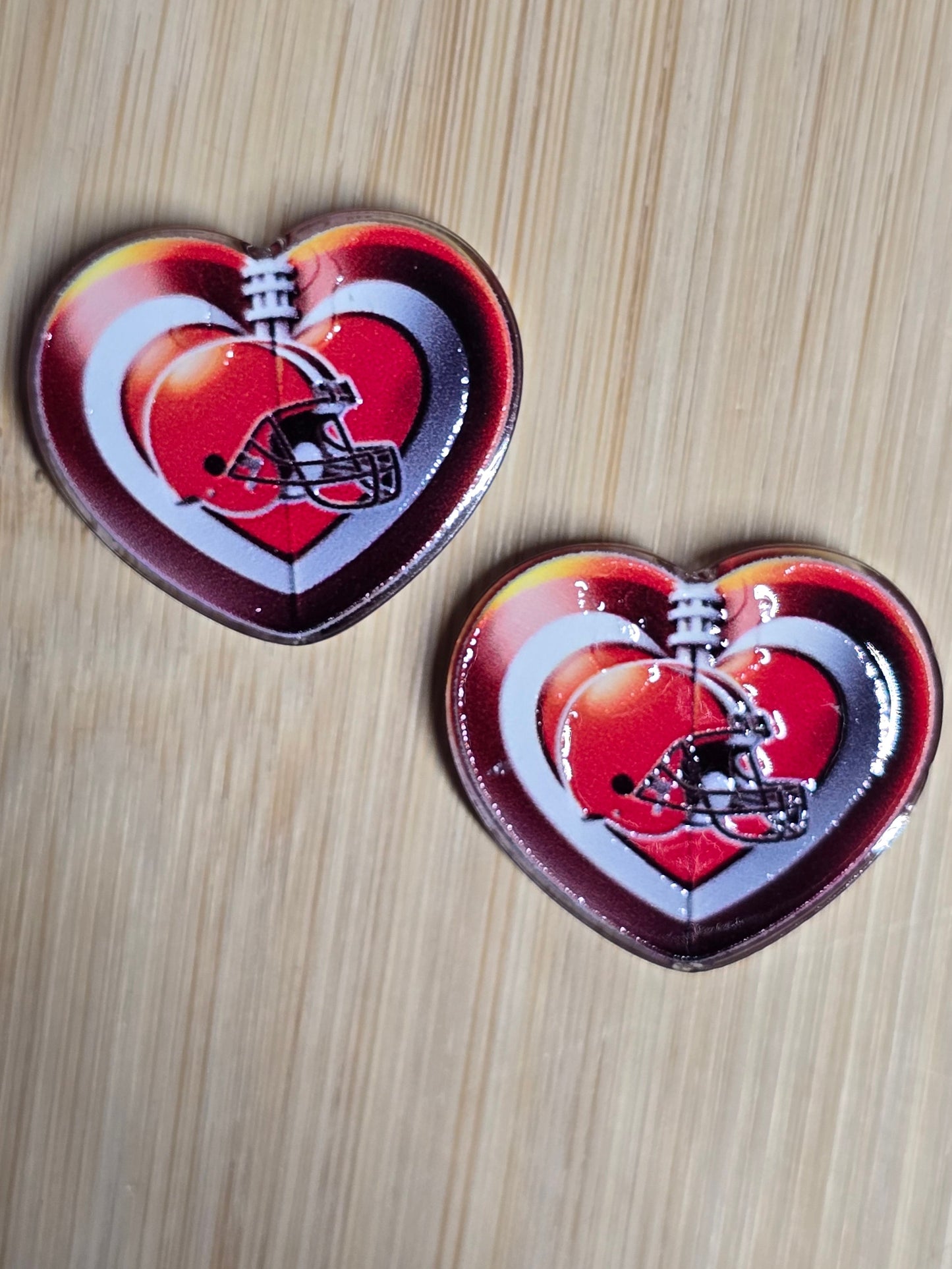Acrylic focal beads NFL heart shape teams
