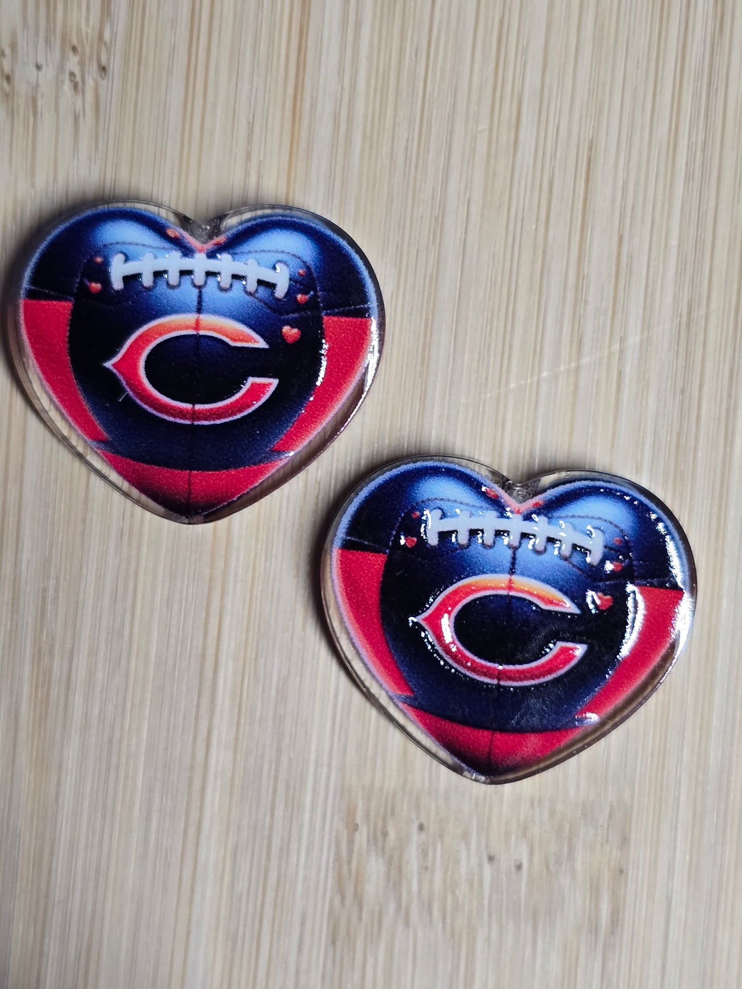 Acrylic focal beads heart shape NFL teams