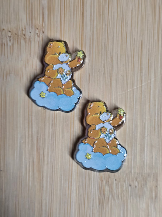 Acrylic focal beads- yellow bear on cloud