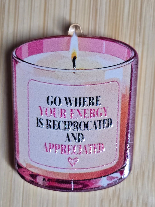 Acrylic focal beads candle with inspirational saying