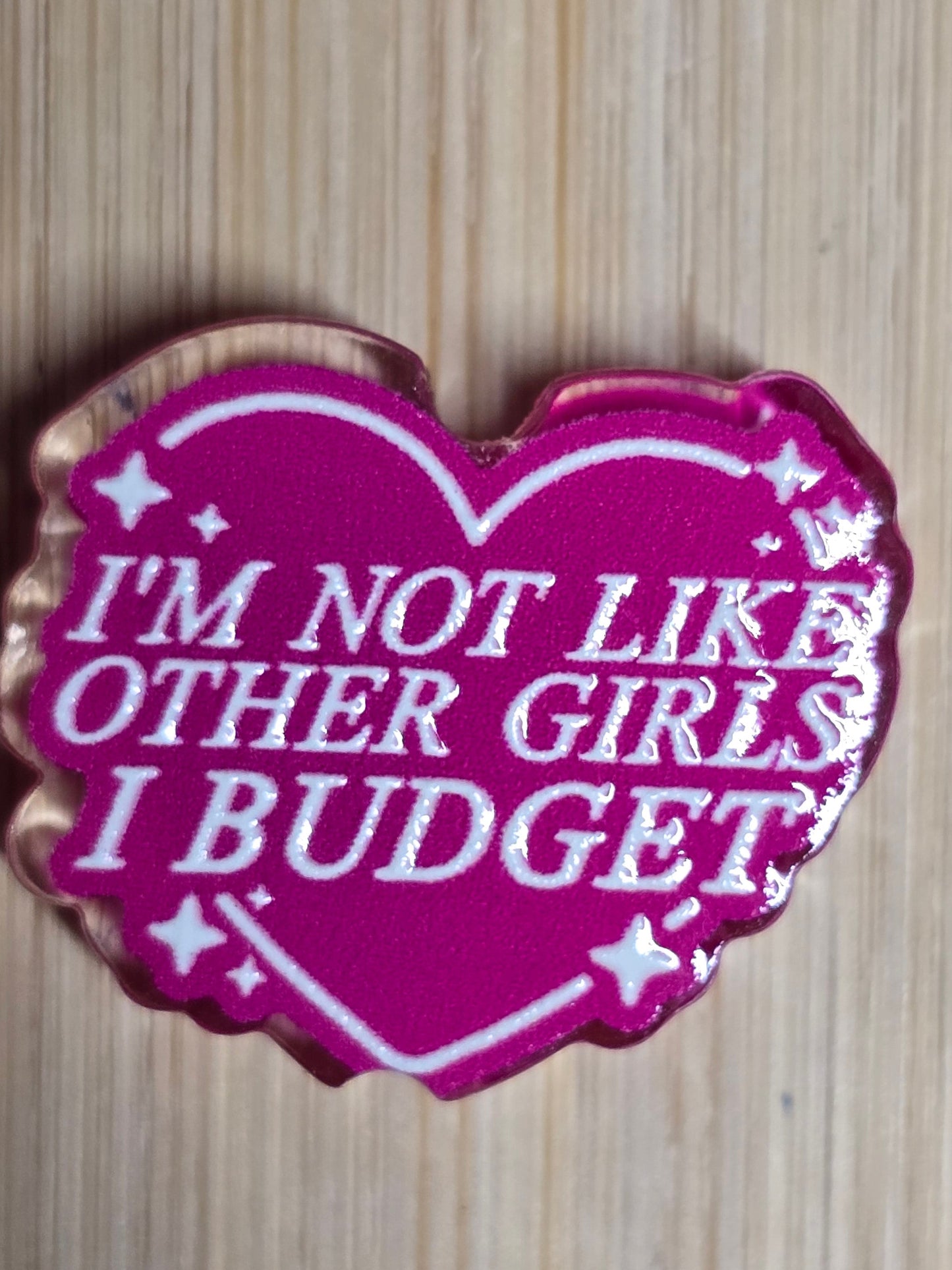 Acrylic focal beads pink heart budget
