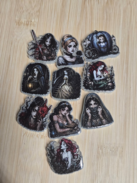 Acrylic focal beads glow in the dark princess mix 10pcs