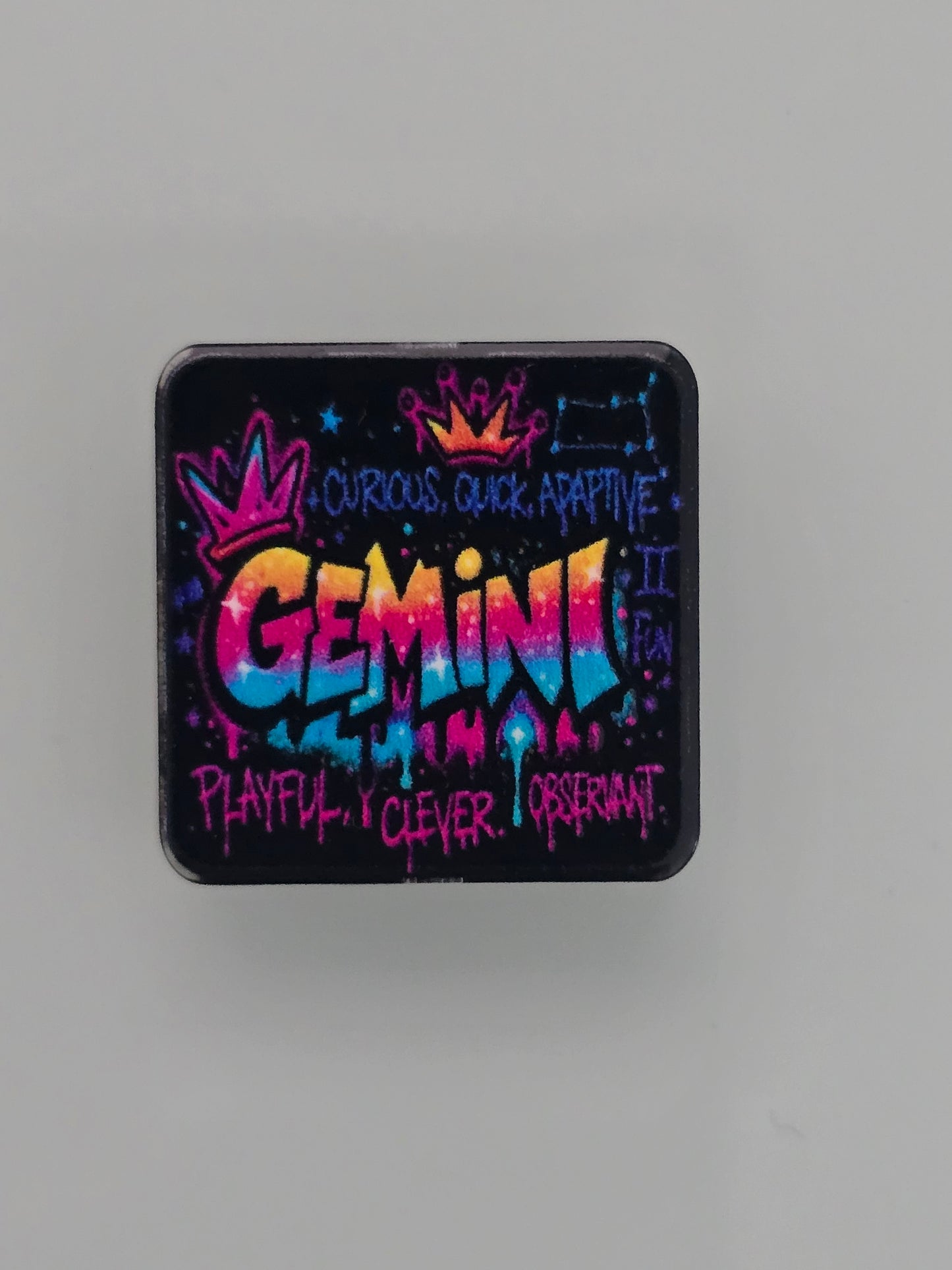 Acrylic focal beads bright colored zodiac signs