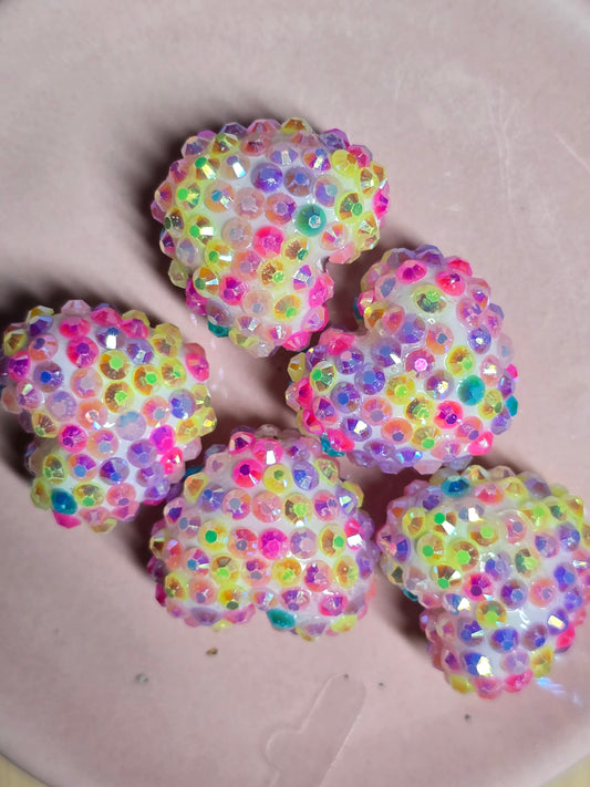 Acrylic beads multi colored rhinestone heart
