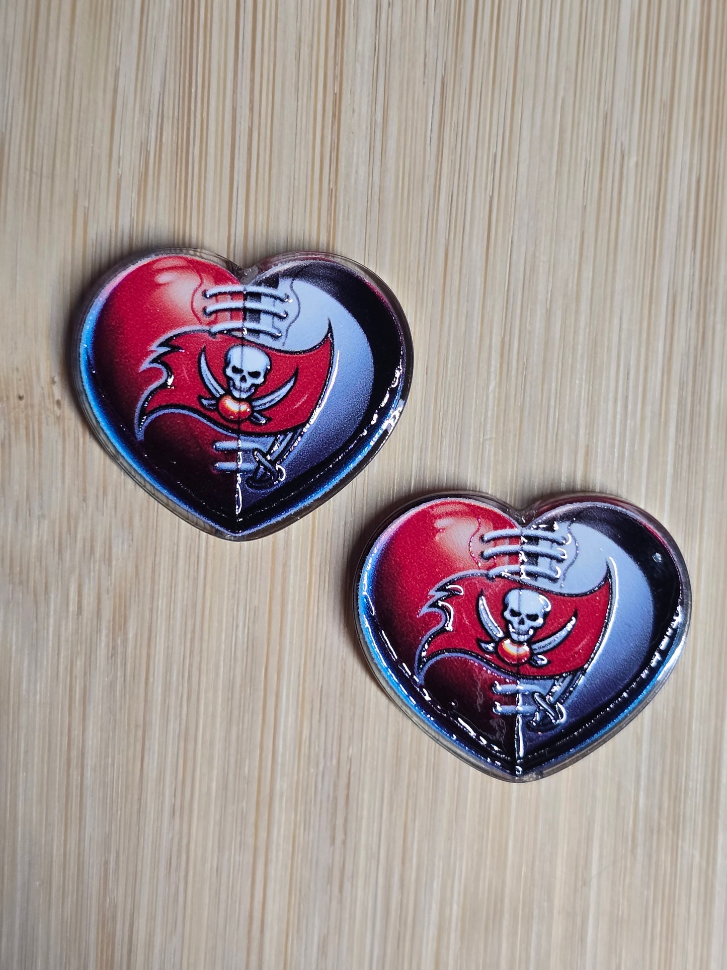 Acrylic focal beads heart shape NFL teams