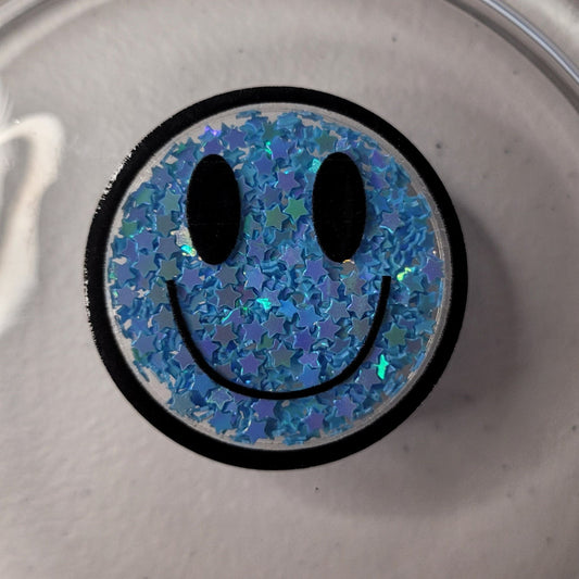 DiY acrylic shaker- blue smiley face