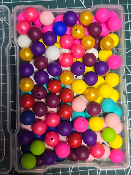15mm silicone beads- random mix