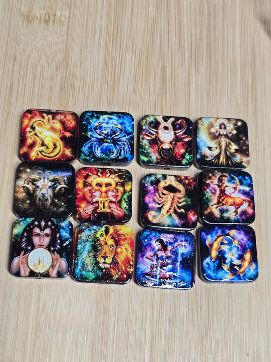 Acrylic focal beads zodiac signs