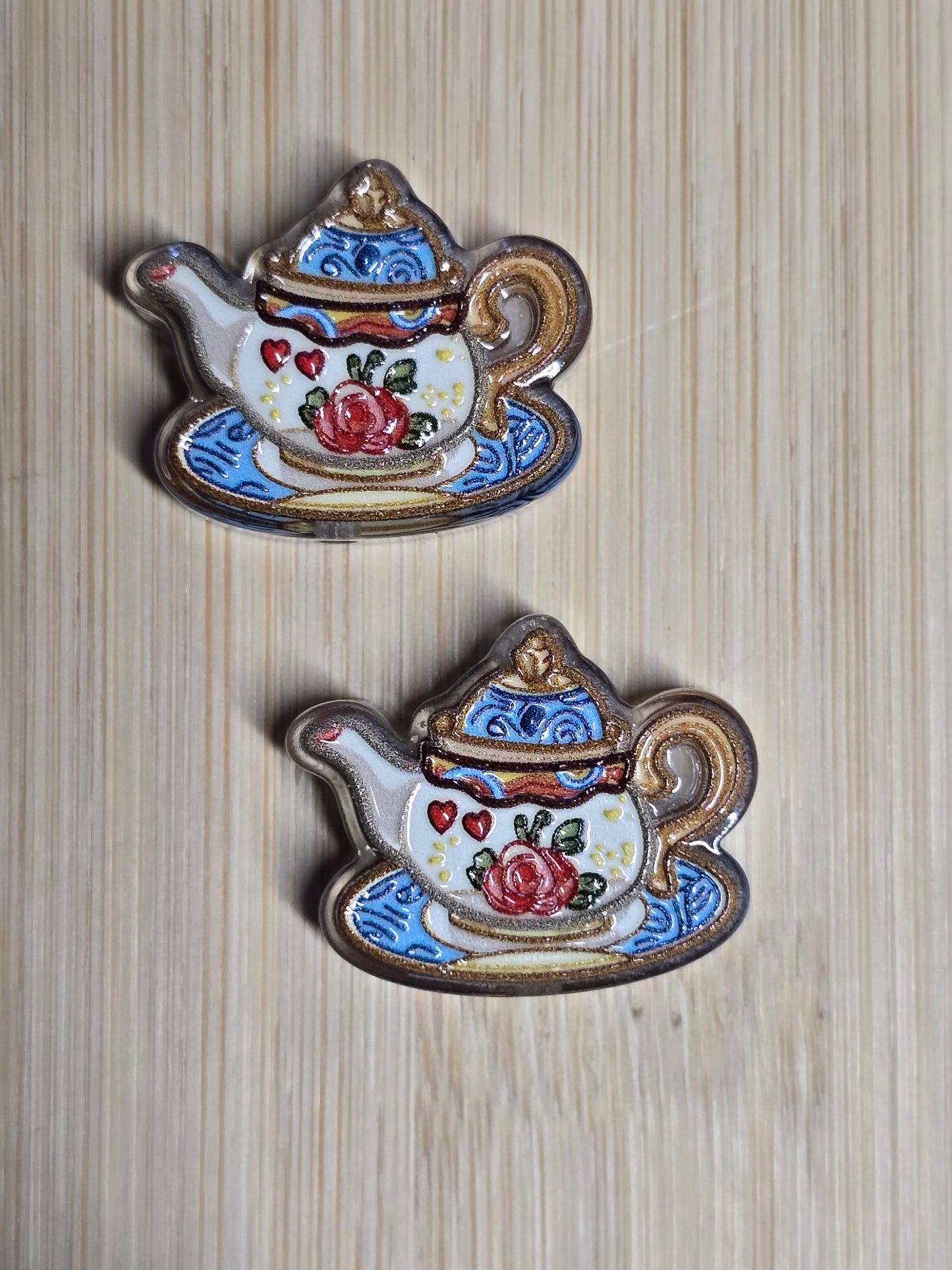 Acrylic focal beads- teapot & teacup set