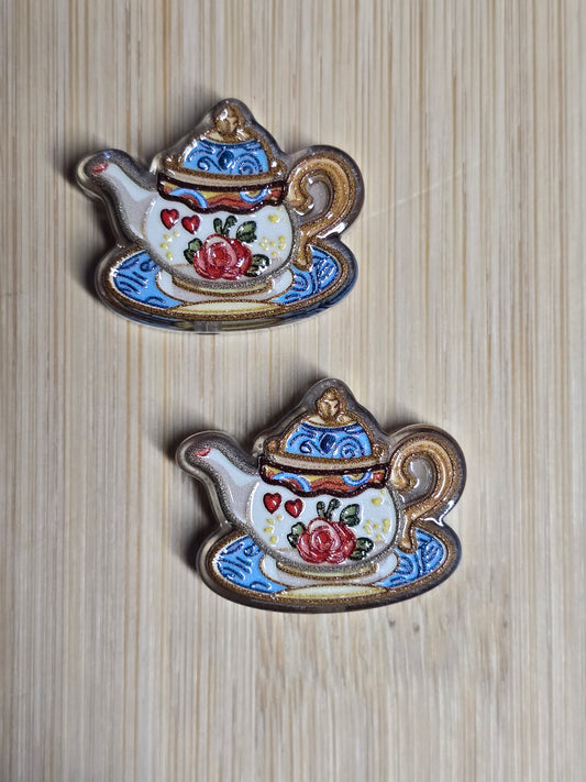 Acrylic focal beads- teapot & teacup set