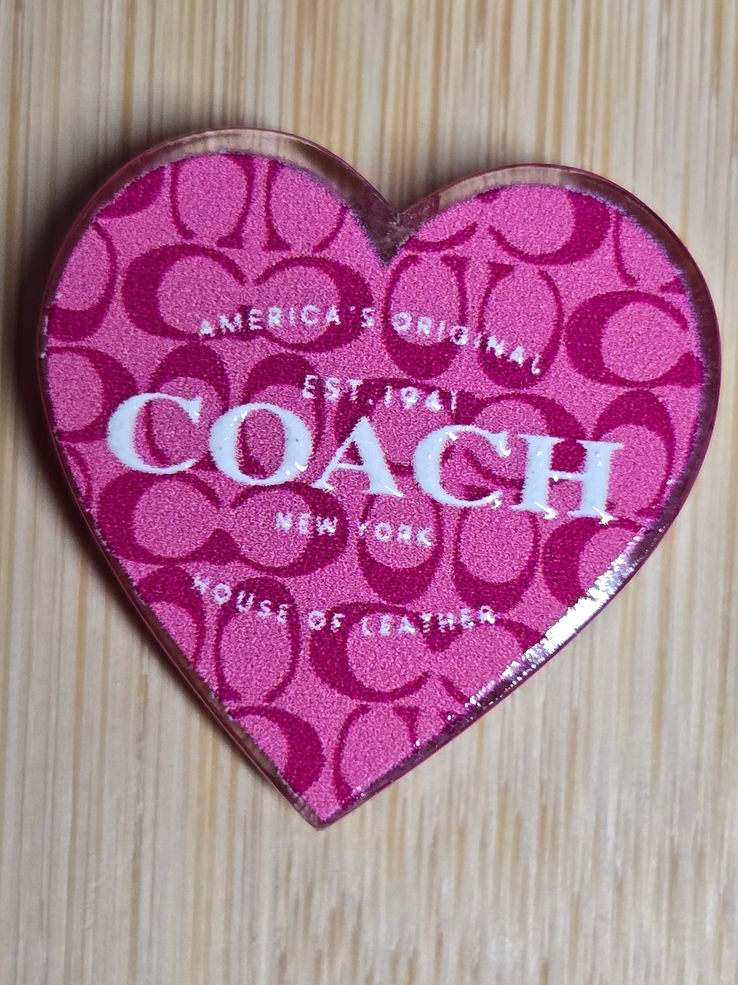Acrylic focal beads designer inspired dark pink heart