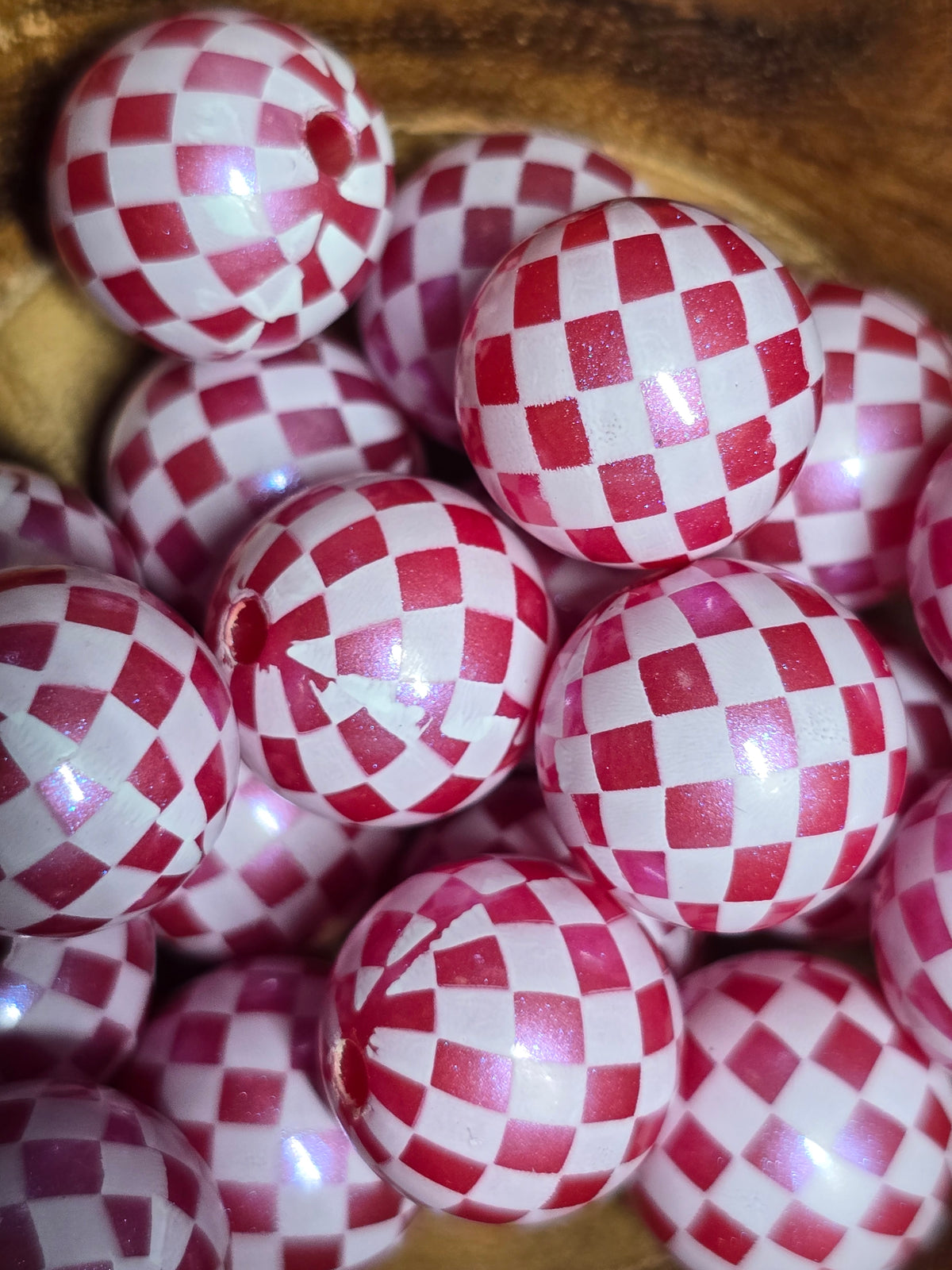 Acrylic 16mm checkered beads