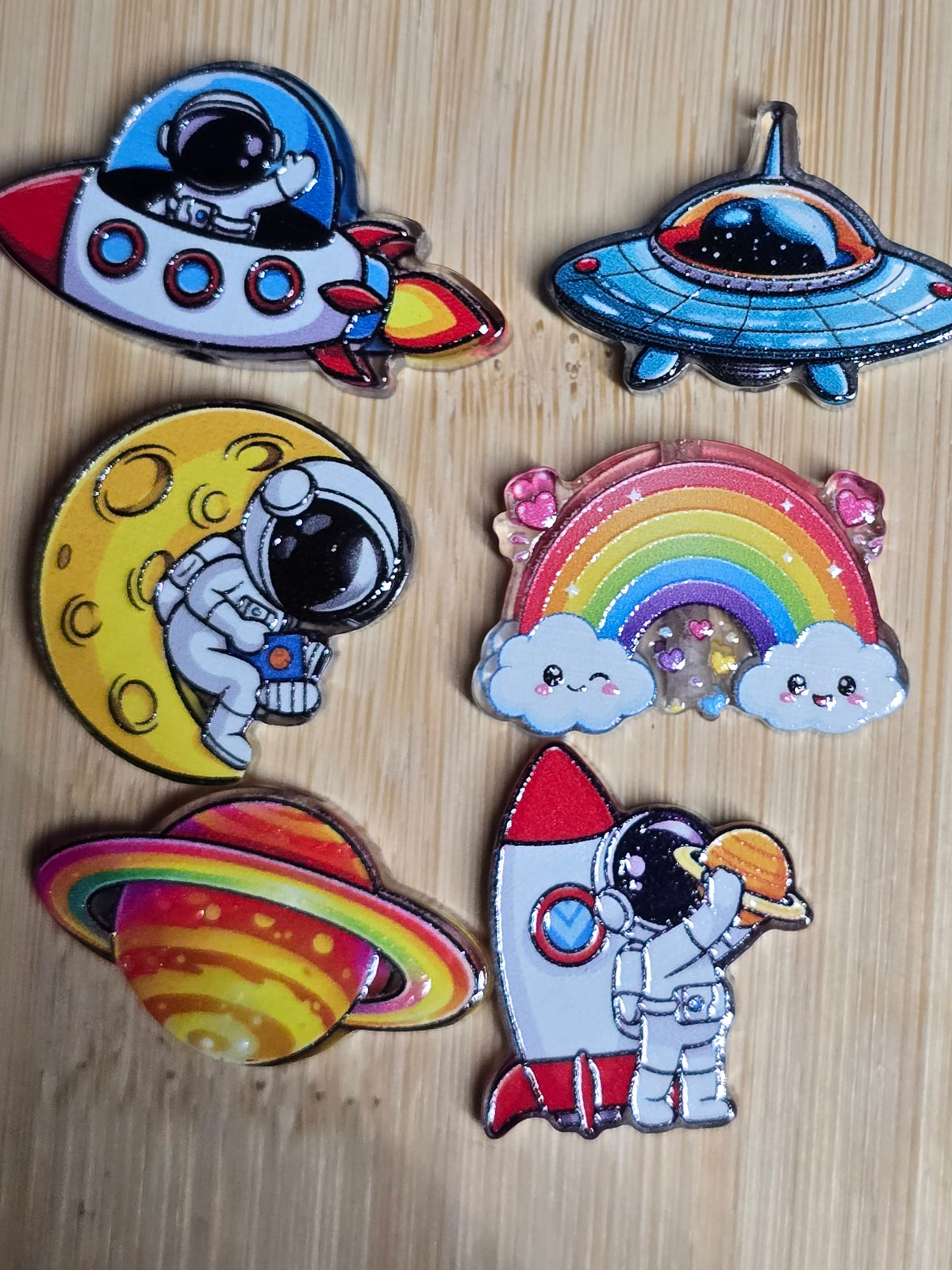 Acrylic focal beads. Space themed