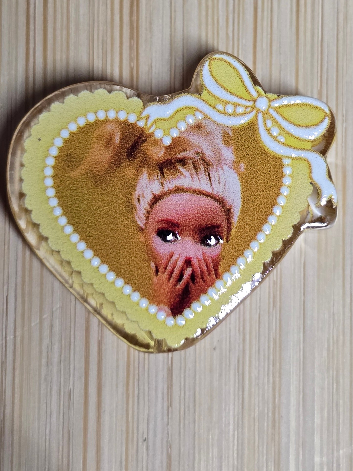 Acrylic focal beads heart shaped meme barbie